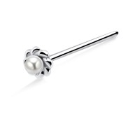 Pearly Flower Silver Straight Nose Stud NSKA-734p